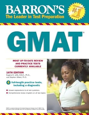 "Barron's GMAT 16th Edition book cover featuring comprehensive study guides, practice tests, and strategies for GMAT exam preparation."