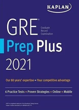 Kaplan GRE Prep Plus Practice Tests 2021 book cover