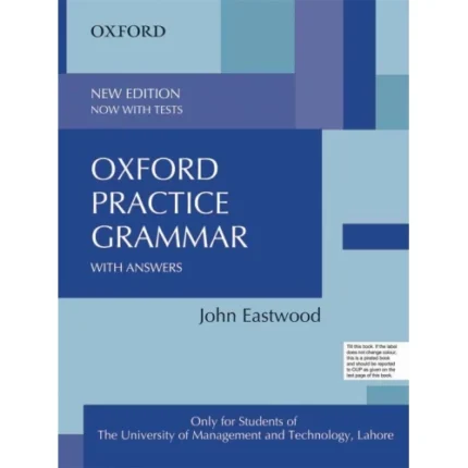 Oxford Practice Grammar book cover featuring blue design and text by John Eastwood, includes tests and answers for grammar practice.