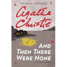 Cover of 'And Then There Were None' by Agatha Christie featuring a mysterious house and yellow footprints.