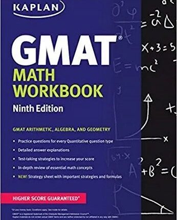 Kaplan GMAT Math Workbook 9th Edition Book Cover for GMAT Math Preparation