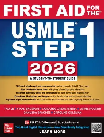 First Aid for the USMLE Step 1 2026 Latest Edition book cover First Aid for the USMLE Step 1 2026 Latest Edition book cover
