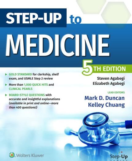 Step-Up to Medicine 5th Edition book cover featuring medical illustrations and text, ideal for medical students and professionals.