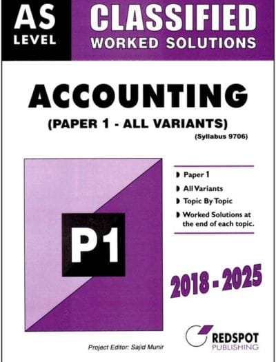 Redpsot AS Level Accounting Paper 1 Classified Worked Solutions 2026 Book cover
