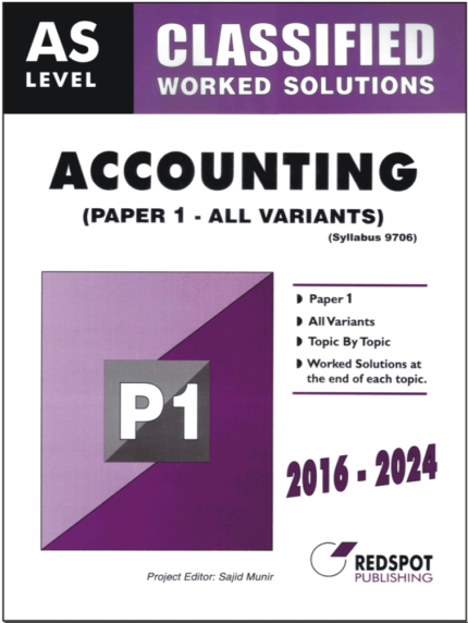 Redpsot AS Level Accounting Paper 1 Classified Worked Solutions 2025 Book Cover