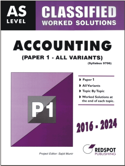 Redpsot AS Level Accounting Paper 1 Classified Worked Solutions 2025 Book Cover