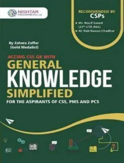 General Knowledge Simplified by Zahwa Zaffar Nishtar Publications Latest Editiob Book Cover
